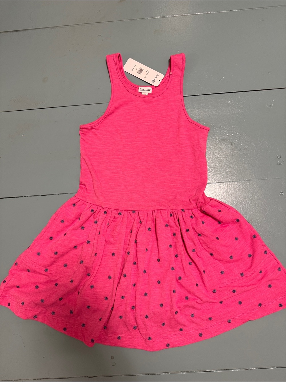 Splendid Girls' Sleeveless Pink Tank Dress with Printed Skirt